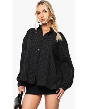 Boohoo Camisa Oversize Texturizada - Negro