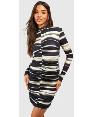Boohoo Wide Rib Tie Dye High Neck Bodycon Dress - Black