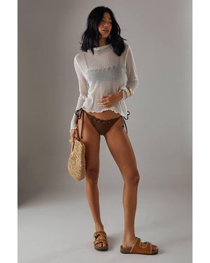 Warehouse Sheer Knitted Top - Gray