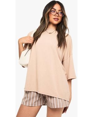 Boohoo Basics Oversized T-Shirt - Natural