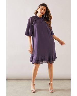 Wallis Ruffle Hem Shift Dress - Purple