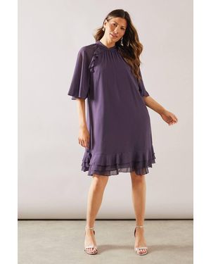 Wallis Ruffle Hem Shift Dress - Purple