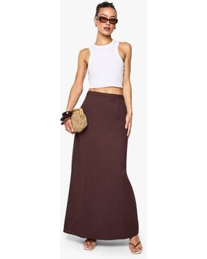 Boohoo Tall Linen Split Back Maxi Skirt - Red
