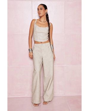 Boohoo Washed Faux Leather Wide Leg Pants - Pink