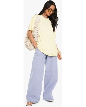 Boohoo Pinstripe Wide Leg Pants - Blue