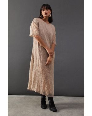 Warehouse Premium Tissue Organza Midaxi T-Shirt Dress - Gray