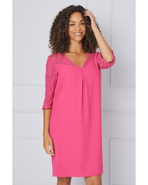 Wallis Lace Ruffle Sleeve Shift Dress - Pink