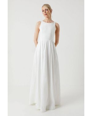 Coast Ponte And Taffeta Mix Maxi Wedding Dress - White