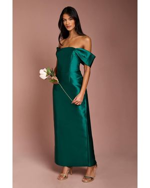 Coast Honoured Petite Twill Bardot Column Midi Bridesmaid Dress - Green