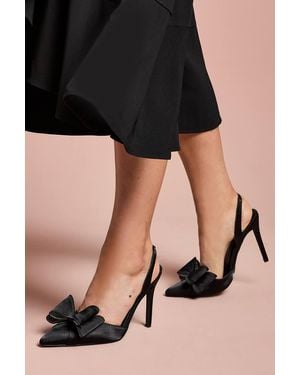 Coast Wide Fit Tamara Satin Bow Sling Back Stiletto Court Shoes - Black