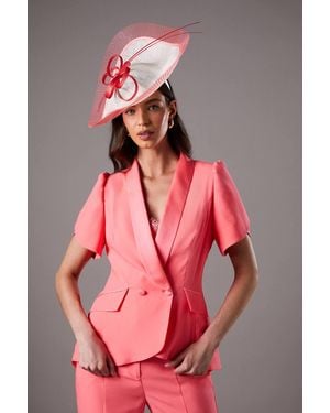 Coast Lisa Tan Seam Detail Tailored Blazer - Pink