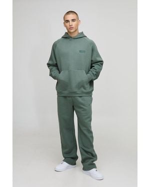 Boohoo Oversized Man Raglan Hooded Tracksuit - Verde