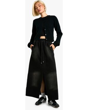 Boohoo Washed Elasticated Waist Maxi Skirt Cotton - Black