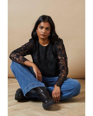 Oasis Floral Premium Lace Longsleeve Top - Blue