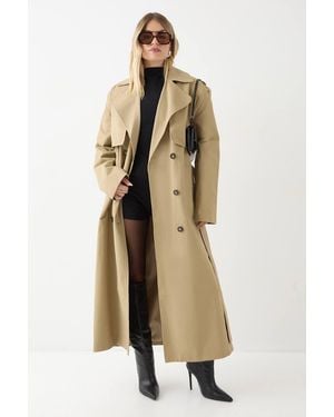 MissPap Tailored Maxi Trench Coat - Natural