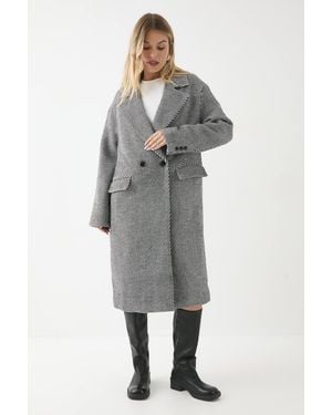 MissPap Wool Look Textured Coat - Gray