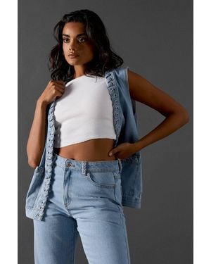 Warehouse Denim Whipstitch Waistcoat - Blue