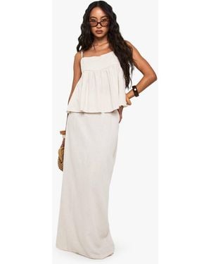 Boohoo Linen Look Column Maxi Skirt - White