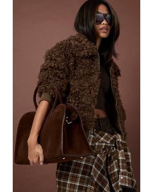 Boohoo Top Handle Tote Bag - Brown