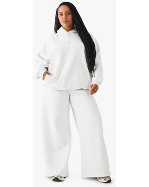 Boohoo Plus Tie Waist Wide Leg Jogger - White