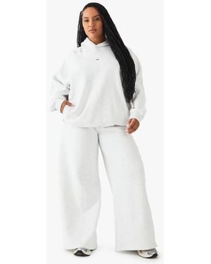 Boohoo Plus Tie Waist Wide Leg Jogger - White