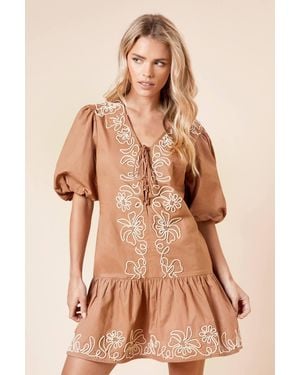 Dorothy Perkins Petite Cornelli Poplin Mini Dress - Natural