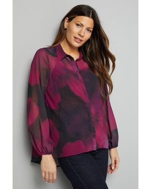 Wallis Printed High Low Hem Longline Shirt - Purple