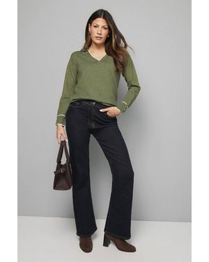 Wallis Tipped Collar Sweater - Green
