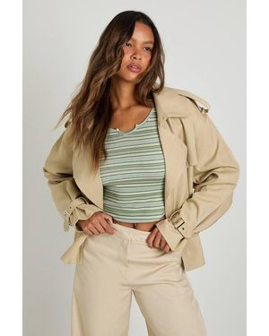 Boohoo Striped Rib Long Sleeve Top - Green