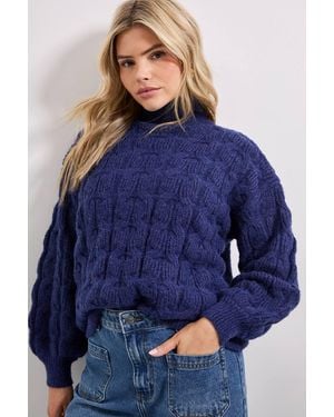 Dorothy Perkins Cable Roll Neck Sweater - Blue