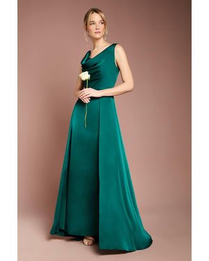 Coast Wrap Satin Maxi Bridesmaids Dress in Green | Lyst