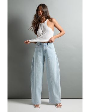 Boohoo The Mid Waist Barrel Jean - Gris