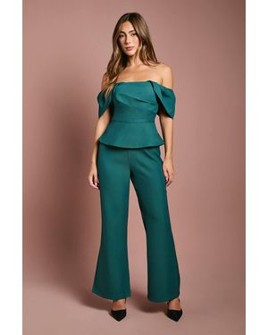 Coast Peplum Bardot Wide Leg Jumpsuit - Blue