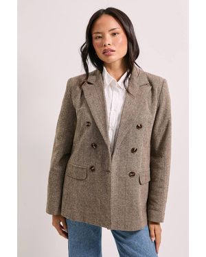 Dorothy Perkins Open Collar Double Breasted Blazer - Brown