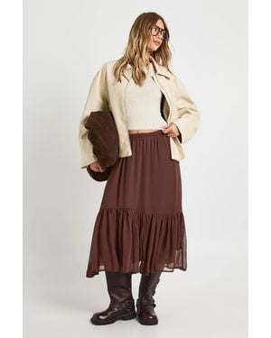 Boohoo Chiffon Tiered Maxi Skirt - Brown