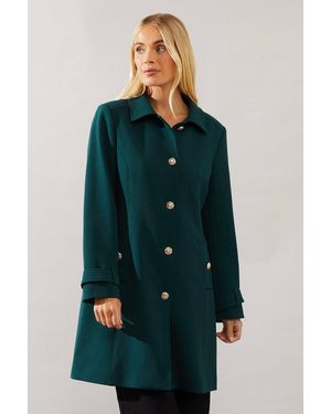 Wallis Petite Smart Cuff Detail Pea Coat - Green