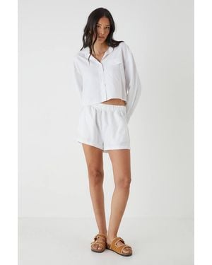 MissPap Seer Sucker Cropped Shirt - White