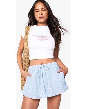Boohoo Woven Flippy Stripe Short - White