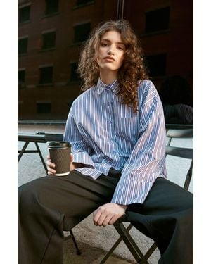 Nasty Gal Cotton Stripe Extreme Oversized Wide Cuff Shirt - Black