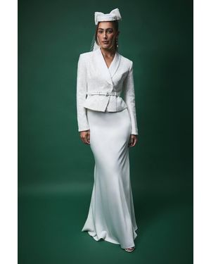 Coast Lisa Tan Satin Bias Cut Maxi Skirt - Green