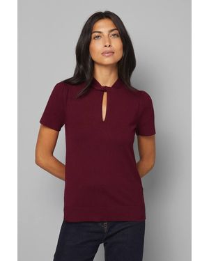 Wallis Twist Front Short Sleeve Knitted Top - Red