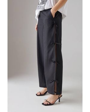 Warehouse Tie Side Wide Leg Pants - Blue