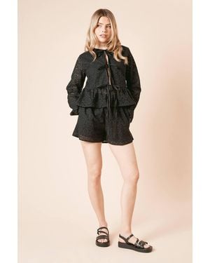 Dorothy Perkins Broderie Shorts - Black