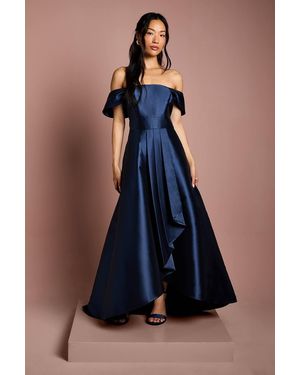 Coast Bardot Twill Waterfall Bridesmaid Dress - Blue