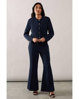 Wallis Petite High Waist Flare Pants - Blue