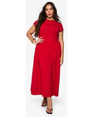 Boohoo Plus Textured Volume Skirt Midaxi Dress