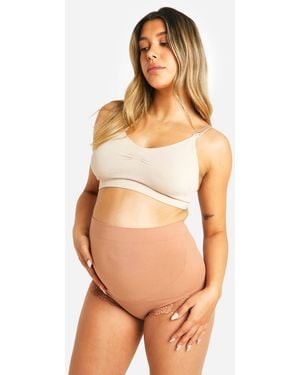 Boohoo Maternity Lace Trim Shapewear Brief - Natural