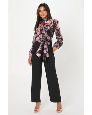 Coast Blouson Sleeve Pintuck Detail Wide Leg Wedding Guest Jumpsuit - Black