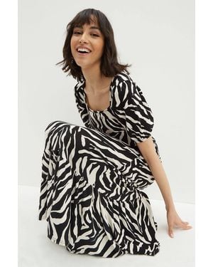 Dorothy Perkins Petite Zebra Tie Back Jersey Midi Dress - White
