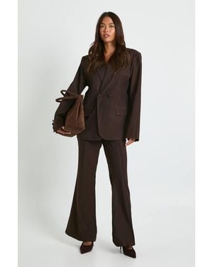 Boohoo Tailored Slim Flare Pants - Brown